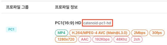 인코딩 프로파일 키