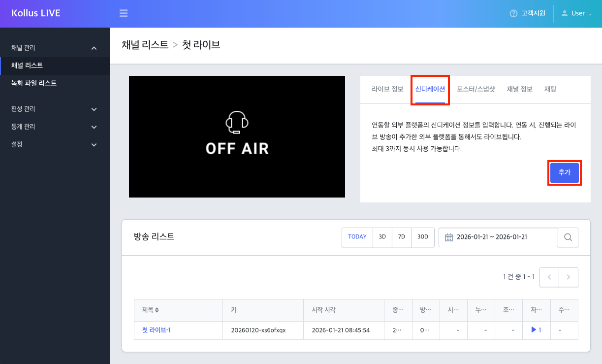 채널 상세 화면